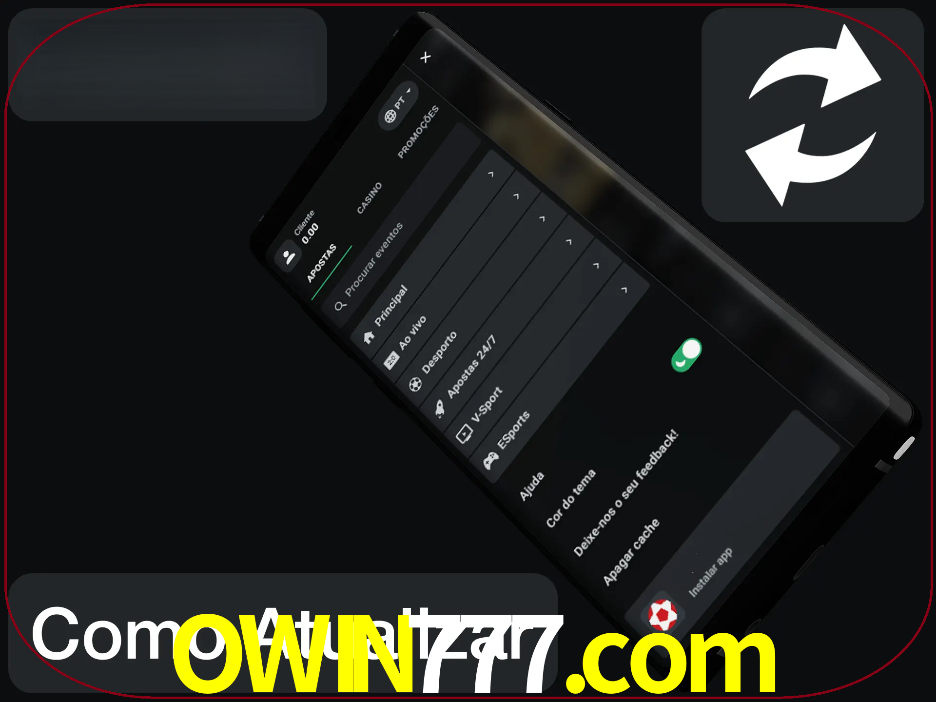 O aplicativo é atualizado automaticamente quando você faz o login.