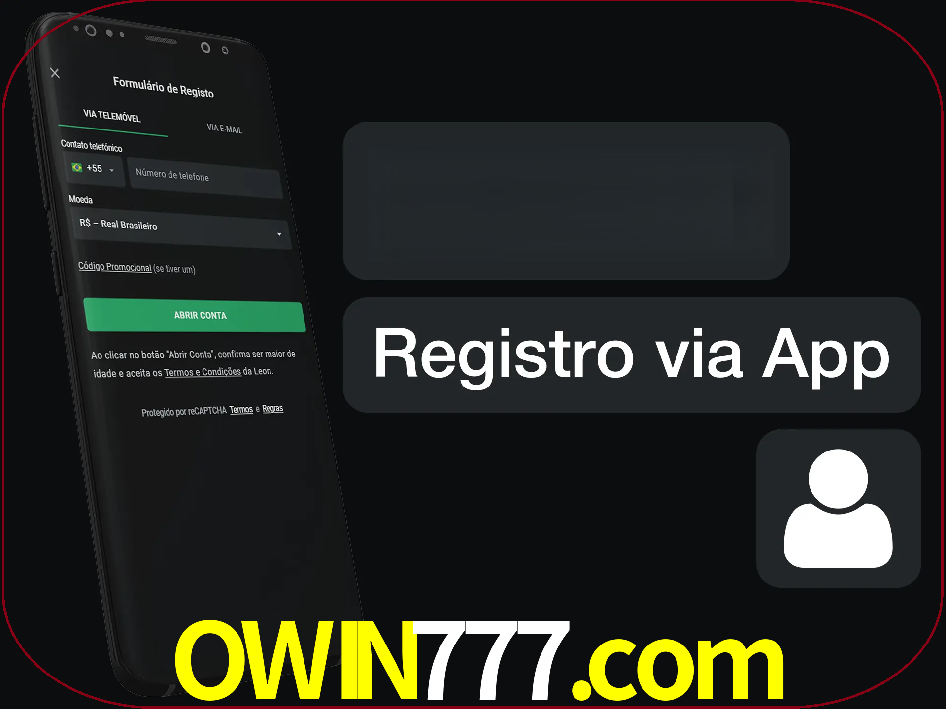 Registre-se com duas etapas usando o aplicativo.