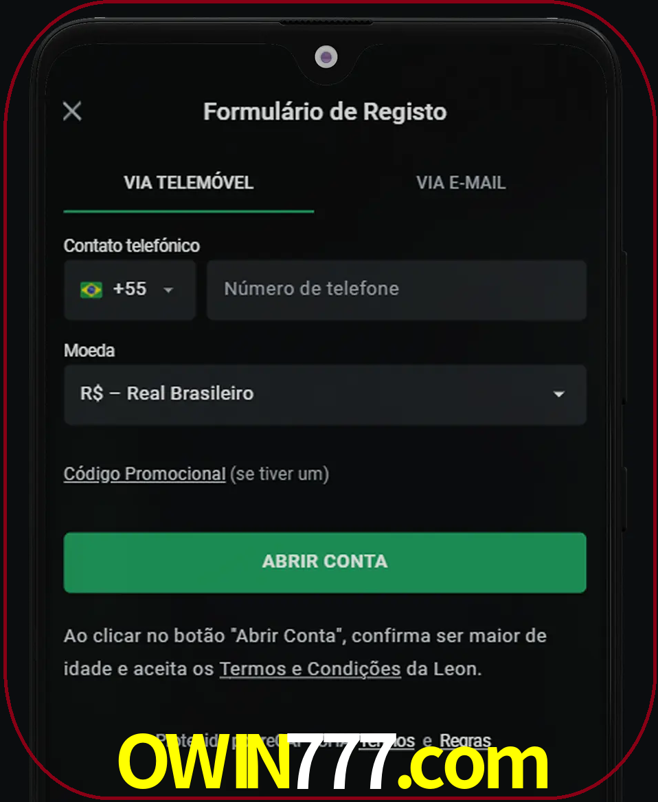 Abra o aplicativo e inicie o processo de registro.
