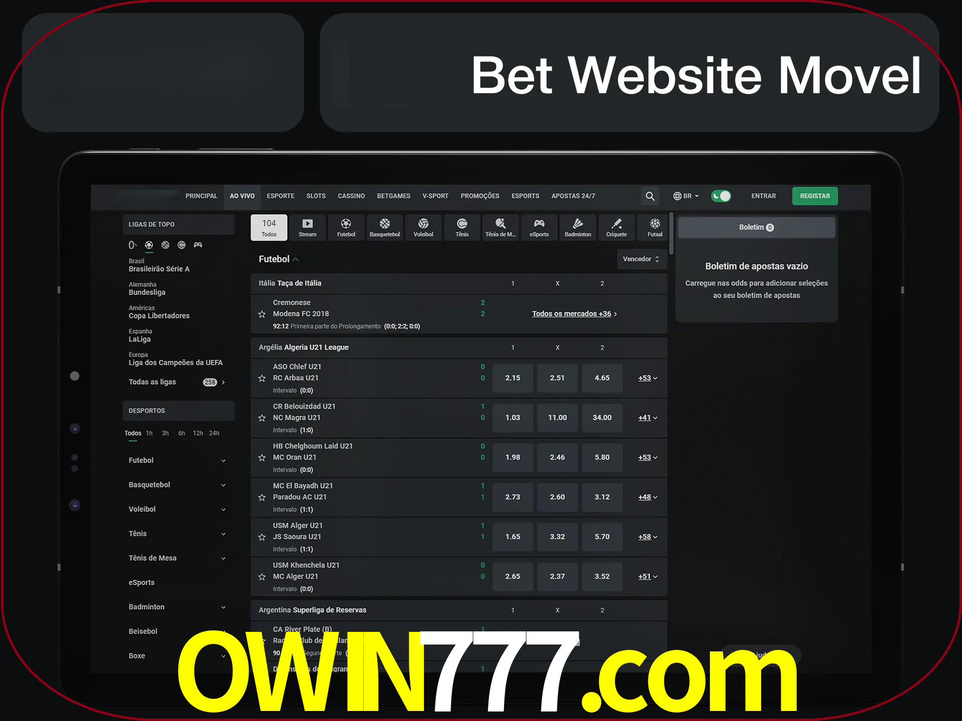 Use nosso website em qualquer dispositivo.
