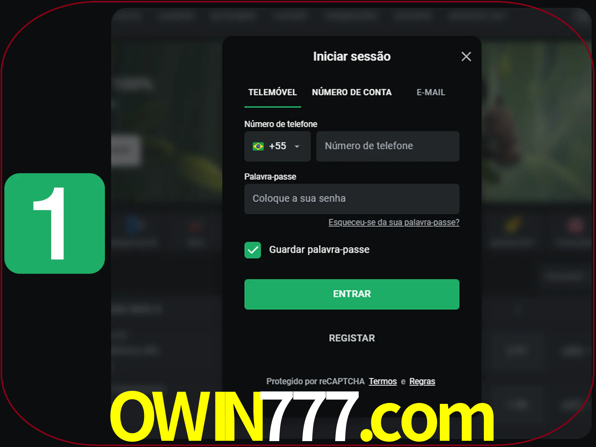 Clique no botão Entrar.